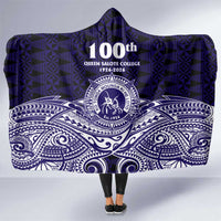 Tonga Queen Salote College 100th Years Hooded Blanket Blue Tonga Kupesi Uniquely Pacific Art - Polynesian Pride