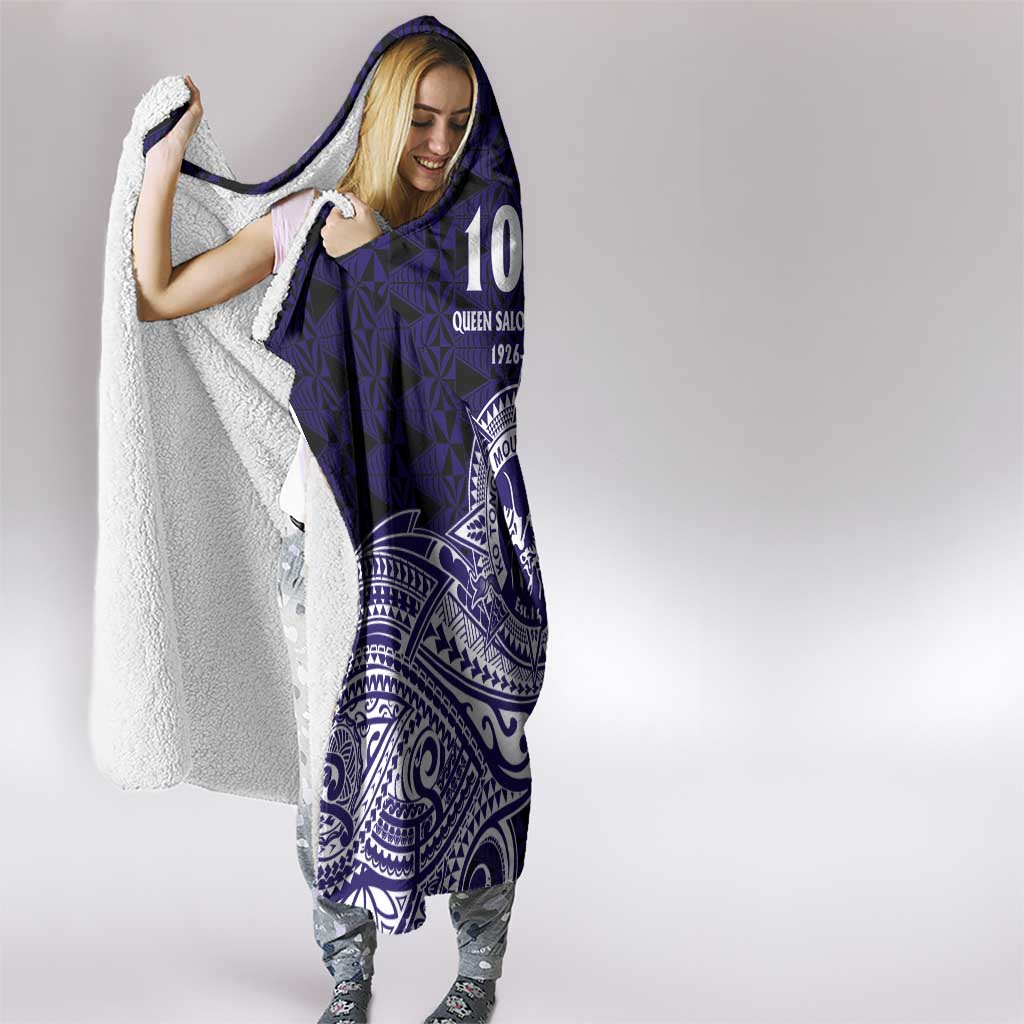 Tonga Queen Salote College 100th Years Hooded Blanket Blue Tonga Kupesi Uniquely Pacific Art - Polynesian Pride