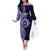 Tonga Queen Salote College 100th Years Off The Shoulder Long Sleeve Dress Blue Tonga Kupesi Uniquely Pacific Art - Polynesian Pride