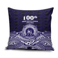 Tonga Queen Salote College 100th Years Pillow Cover Blue Tonga Kupesi Uniquely Pacific Art - Polynesian Pride