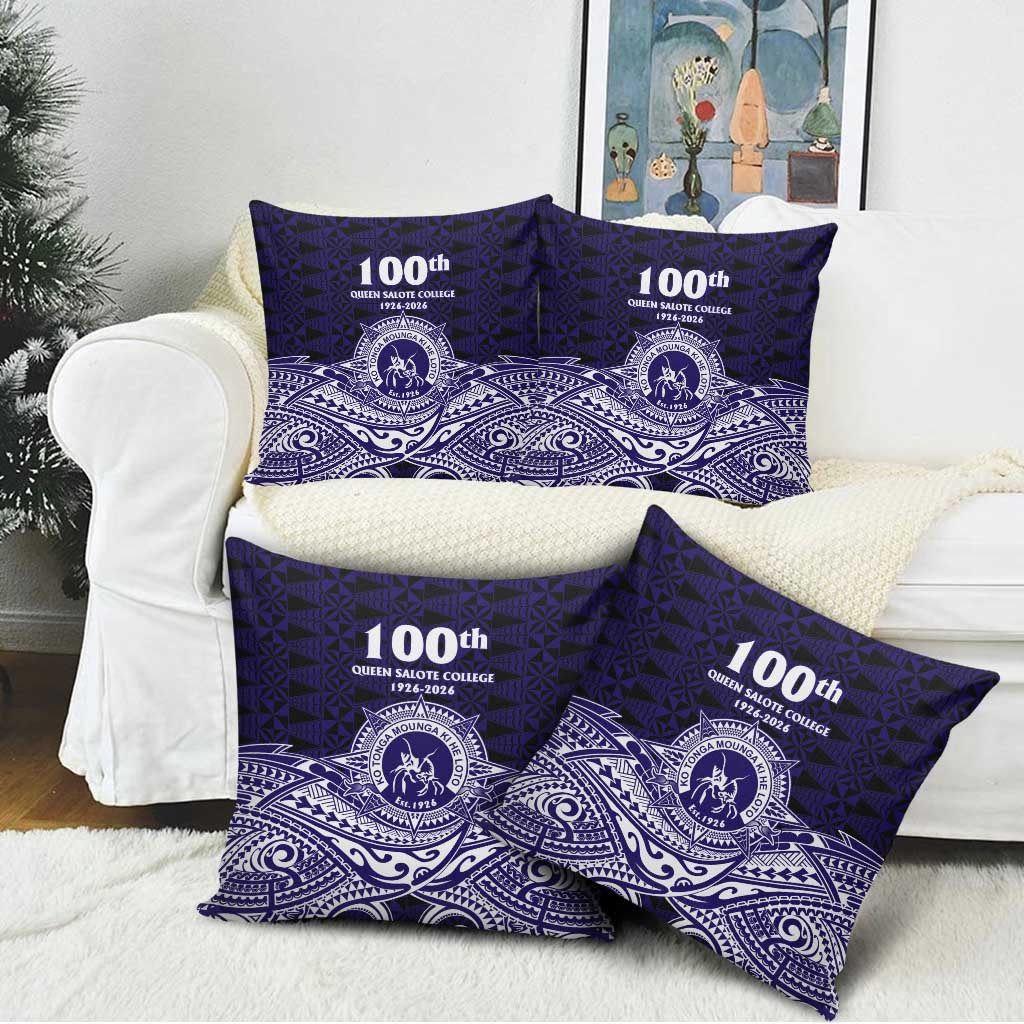 Tonga Queen Salote College 100th Years Pillow Cover Blue Tonga Kupesi Uniquely Pacific Art - Polynesian Pride