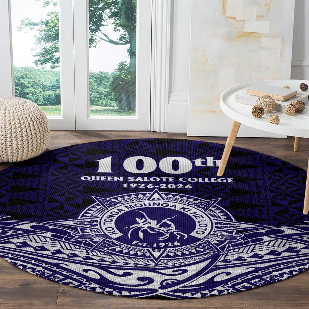 Tonga Queen Salote College 100th Years Round Carpet Blue Tonga Kupesi Uniquely Pacific Art - Polynesian Pride