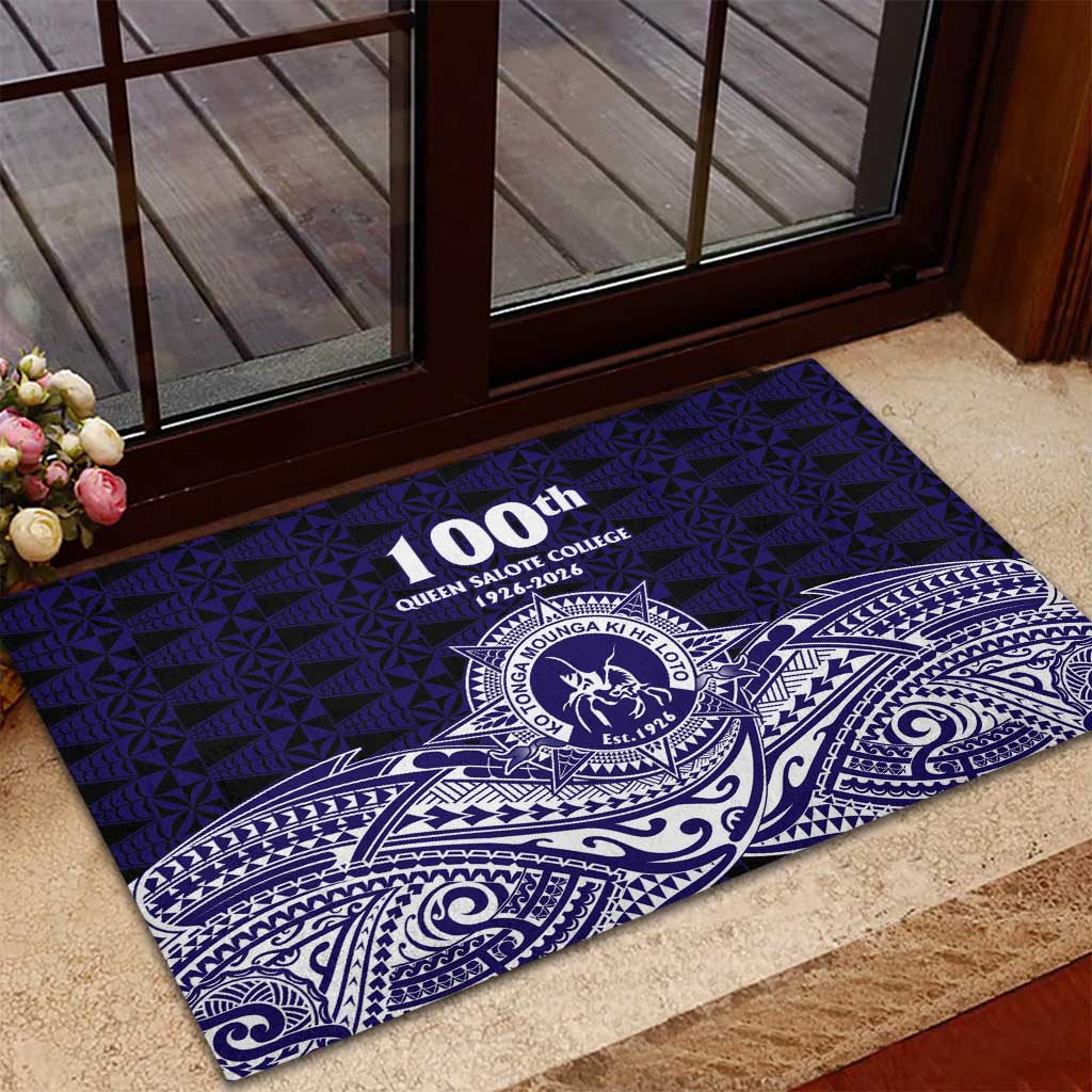 Tonga Queen Salote College 100th Years Rubber Doormat Blue Tonga Kupesi Uniquely Pacific Art - Polynesian Pride