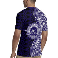 Tonga Queen Salote College 100th Years Rugby Jersey Blue Tonga Kupesi Uniquely Pacific Art - Polynesian Pride