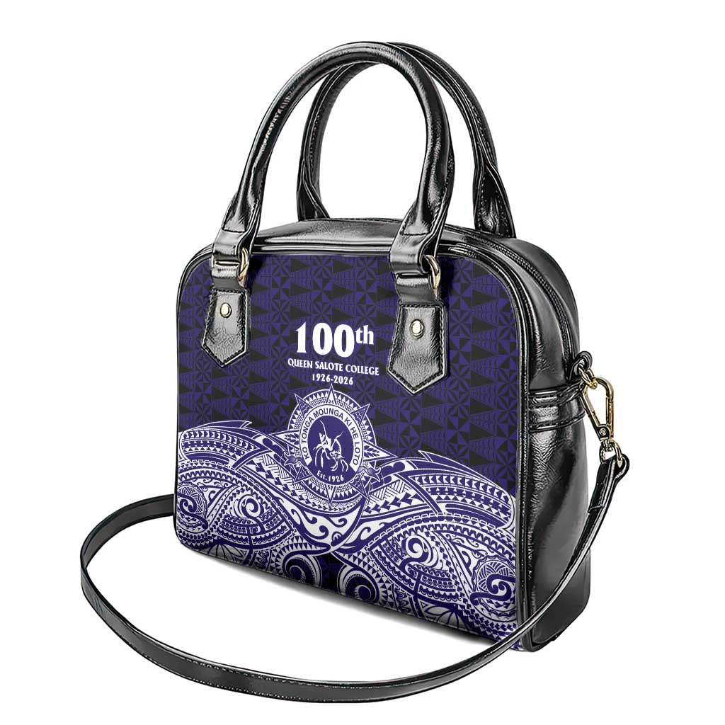 Tonga Queen Salote College 100th Years Shoulder Handbag Blue Tonga Kupesi Uniquely Pacific Art - Polynesian Pride