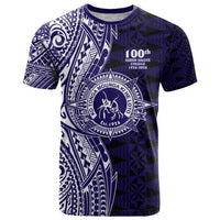 Tonga Queen Salote College 100th Years T Shirt Blue Tonga Kupesi Uniquely Pacific Art - Polynesian Pride
