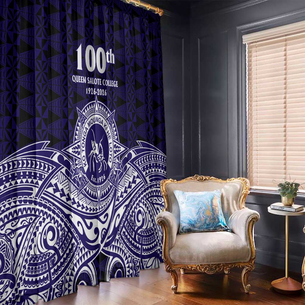 Tonga Queen Salote College 100th Years Window Curtain Blue Tonga Kupesi Uniquely Pacific Art - Polynesian Pride