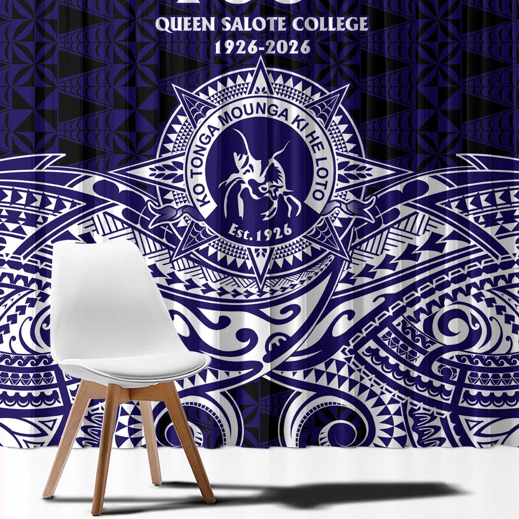 Tonga Queen Salote College 100th Years Window Curtain Blue Tonga Kupesi Uniquely Pacific Art - Polynesian Pride
