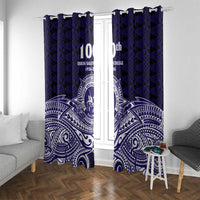 Tonga Queen Salote College 100th Years Window Curtain Blue Tonga Kupesi Uniquely Pacific Art - Polynesian Pride