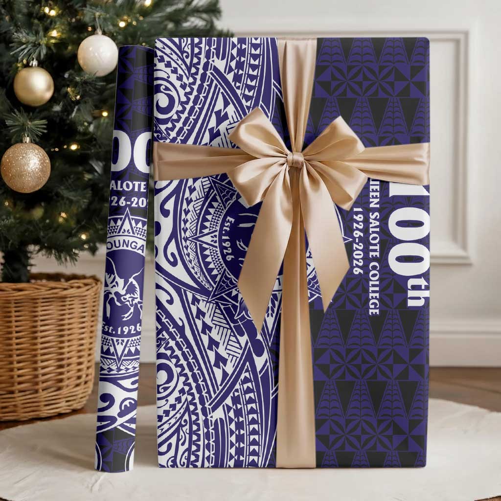 Tonga Queen Salote College 100th Years Wrapping Paper Blue Tonga Kupesi Uniquely Pacific Art - Polynesian Pride