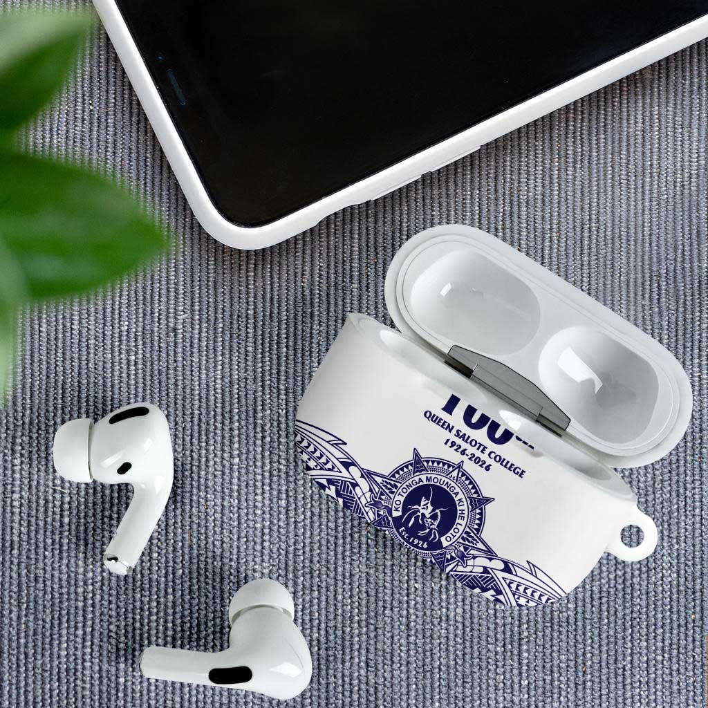 Tonga Queen Salote College 100th Years AirPods Case White Tonga Kupesi Uniquely Pacific Art - Polynesian Pride