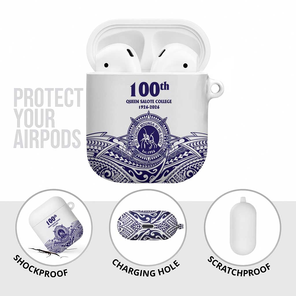 Tonga Queen Salote College 100th Years AirPods Case White Tonga Kupesi Uniquely Pacific Art - Polynesian Pride