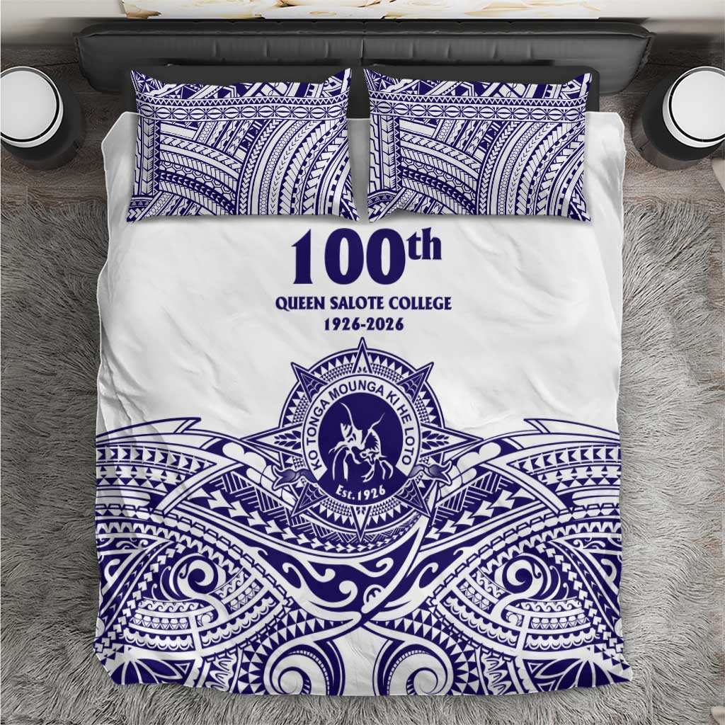 Tonga Queen Salote College 100th Years Bedding Set White Tonga Kupesi Uniquely Pacific Art - Polynesian Pride