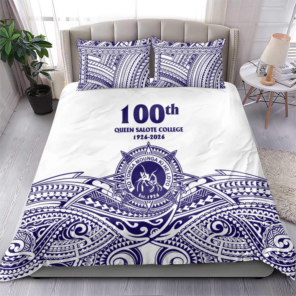 Tonga Queen Salote College 100th Years Bedding Set White Tonga Kupesi Uniquely Pacific Art - Polynesian Pride