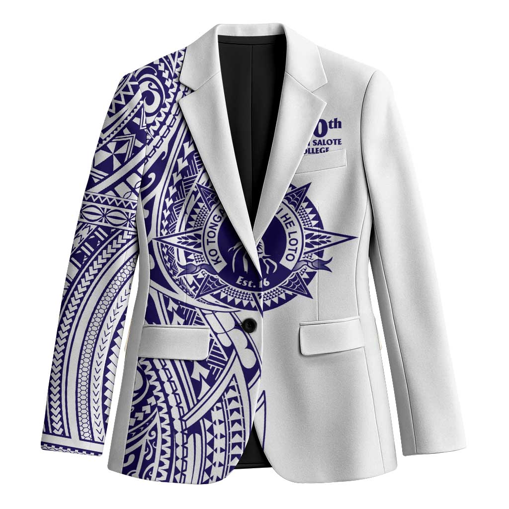 Tonga Queen Salote College 100th Years Blazer White Tonga Kupesi Uniquely Pacific Art - Polynesian Pride