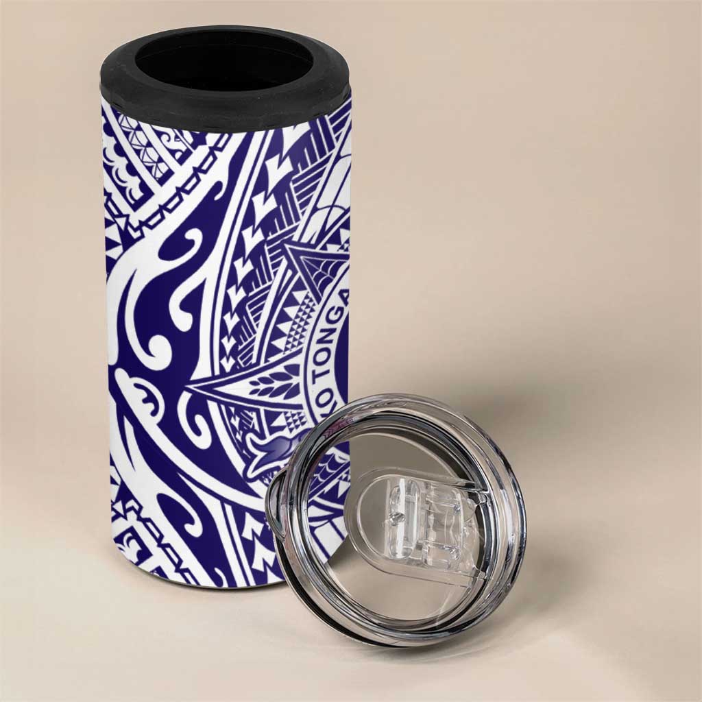 Tonga Queen Salote College 100th Years 4 in 1 Can Cooler Tumbler White Tonga Kupesi Uniquely Pacific Art - Polynesian Pride