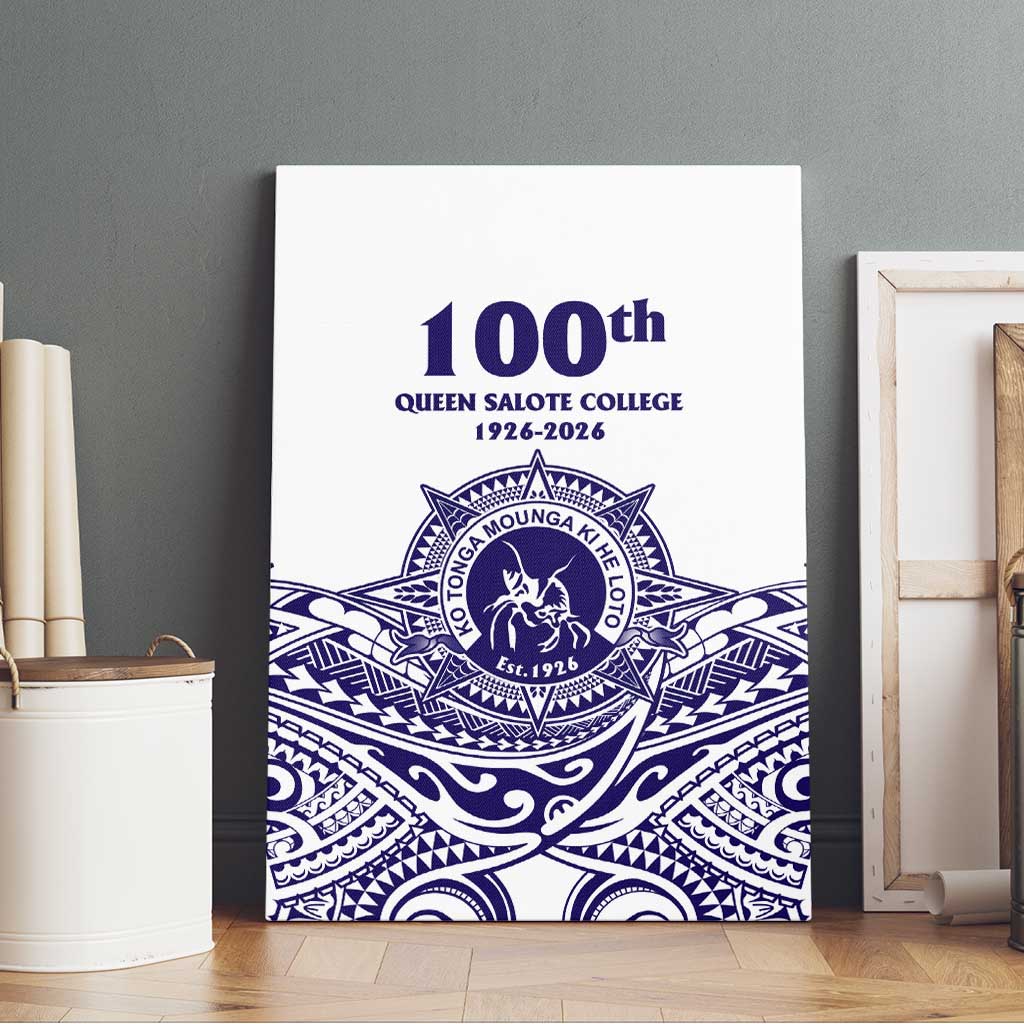 Tonga Queen Salote College 100th Years Canvas Wall Art White Tonga Kupesi Uniquely Pacific Art - Polynesian Pride
