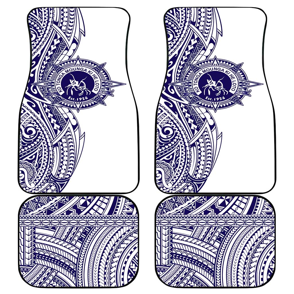 Tonga Queen Salote College 100th Years Car Mats White Tonga Kupesi Uniquely Pacific Art - Polynesian Pride