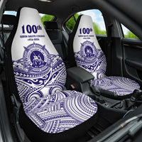 Tonga Queen Salote College 100th Years Car Seat Cover White Tonga Kupesi Uniquely Pacific Art - Polynesian Pride
