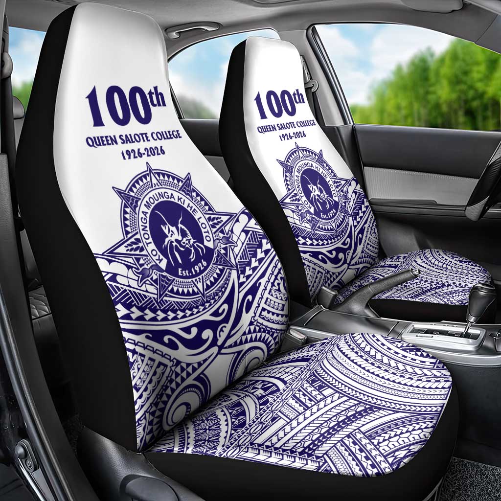 Tonga Queen Salote College 100th Years Car Seat Cover White Tonga Kupesi Uniquely Pacific Art - Polynesian Pride