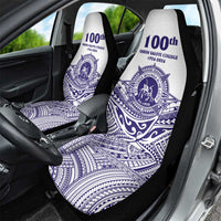 Tonga Queen Salote College 100th Years Car Seat Cover White Tonga Kupesi Uniquely Pacific Art - Polynesian Pride