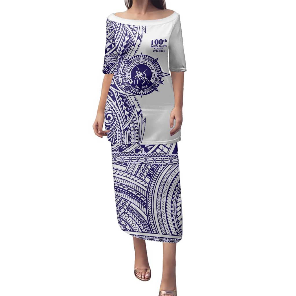Tonga Queen Salote College 100th Years Family Matching Puletasi and Hawaiian Shirt White Tonga Kupesi Uniquely Pacific Art - Polynesian Pride