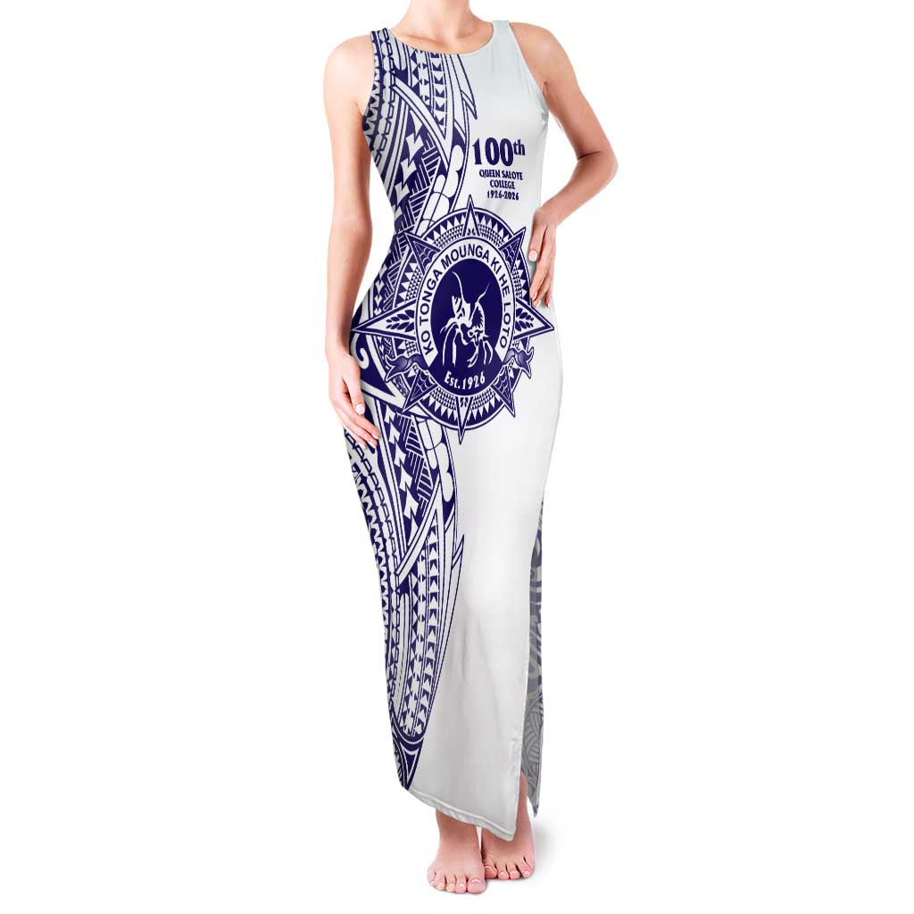 Tonga Queen Salote College 100th Years Family Matching Tank Maxi Dress and Hawaiian Shirt White Tonga Kupesi Uniquely Pacific Art - Polynesian Pride