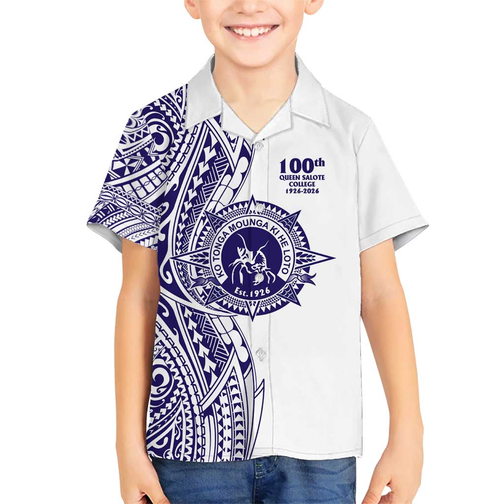 Tonga Queen Salote College 100th Years Family Matching Tank Maxi Dress and Hawaiian Shirt White Tonga Kupesi Uniquely Pacific Art - Polynesian Pride
