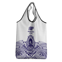 Tonga Queen Salote College 100th Years Grocery Bag White Tonga Kupesi Uniquely Pacific Art - Polynesian Pride