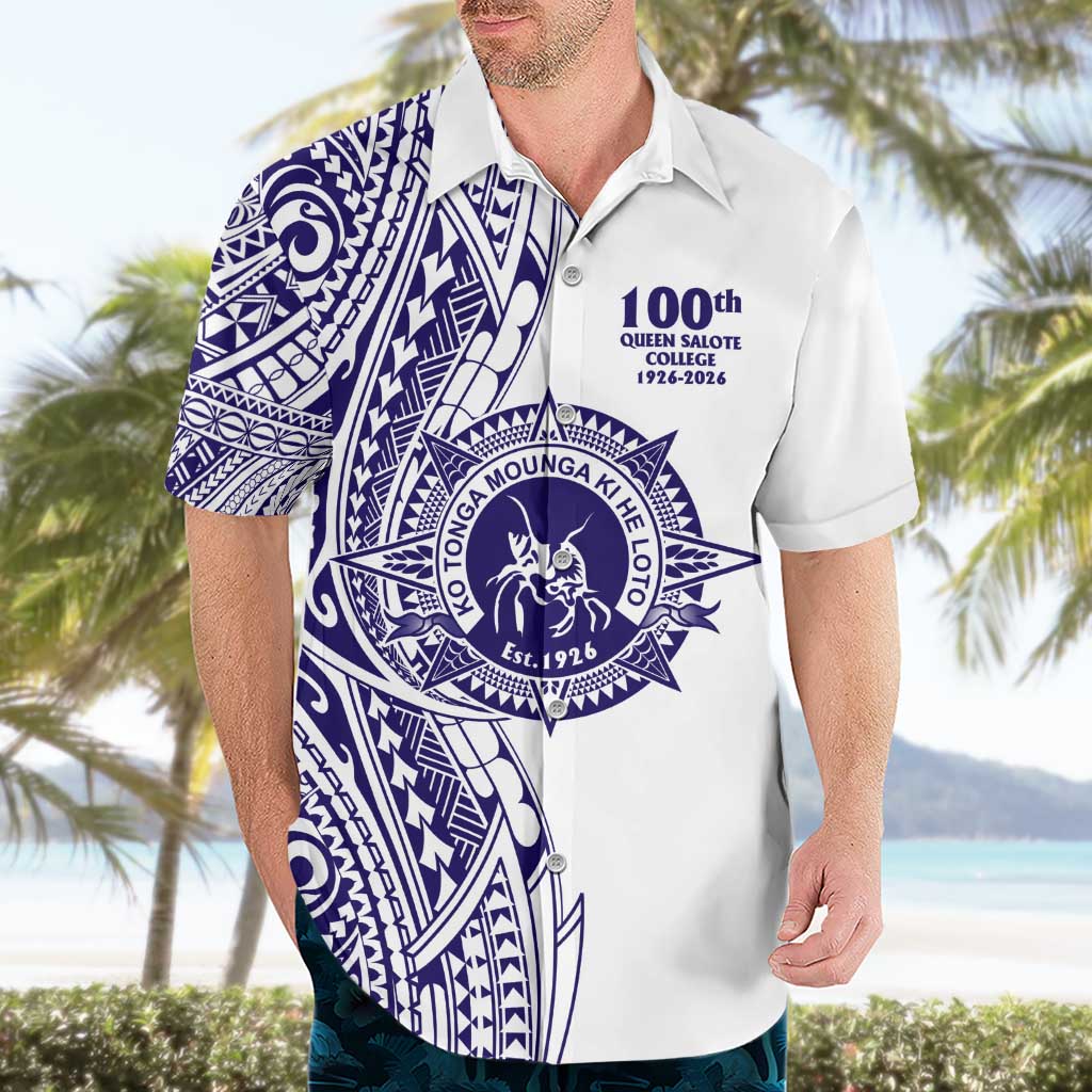 Tonga Queen Salote College 100th Years Hawaiian Shirt White Tonga Kupesi Uniquely Pacific Art - Polynesian Pride