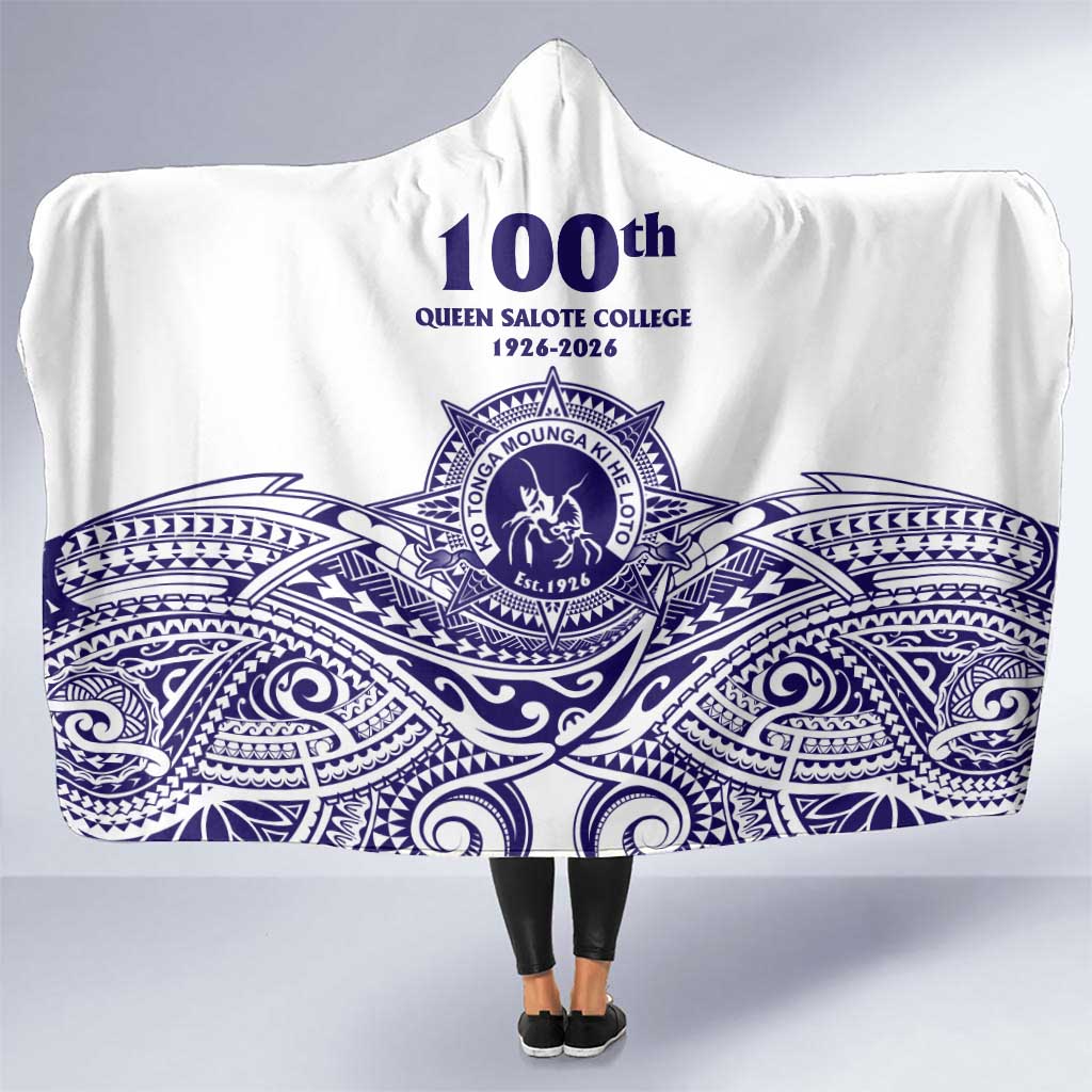 Tonga Queen Salote College 100th Years Hooded Blanket White Tonga Kupesi Uniquely Pacific Art - Polynesian Pride