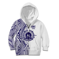 Tonga Queen Salote College 100th Years Kid Hoodie White Tonga Kupesi Uniquely Pacific Art - Polynesian Pride