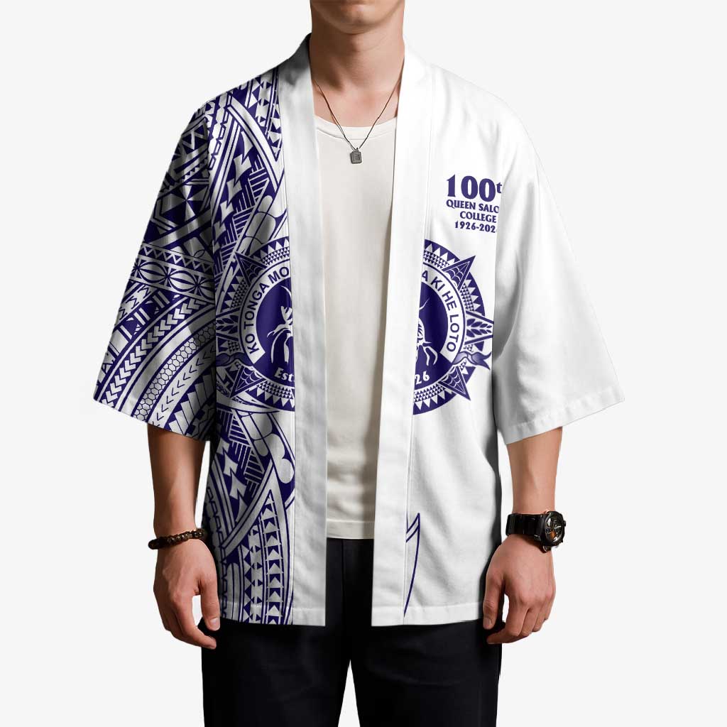 Tonga Queen Salote College 100th Years Kimono White Tonga Kupesi Uniquely Pacific Art - Polynesian Pride