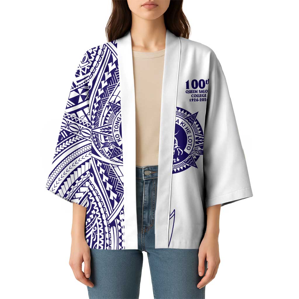 Tonga Queen Salote College 100th Years Kimono White Tonga Kupesi Uniquely Pacific Art - Polynesian Pride