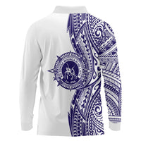 Tonga Queen Salote College 100th Years Long Sleeve Polo Shirt White Tonga Kupesi Uniquely Pacific Art - Polynesian Pride