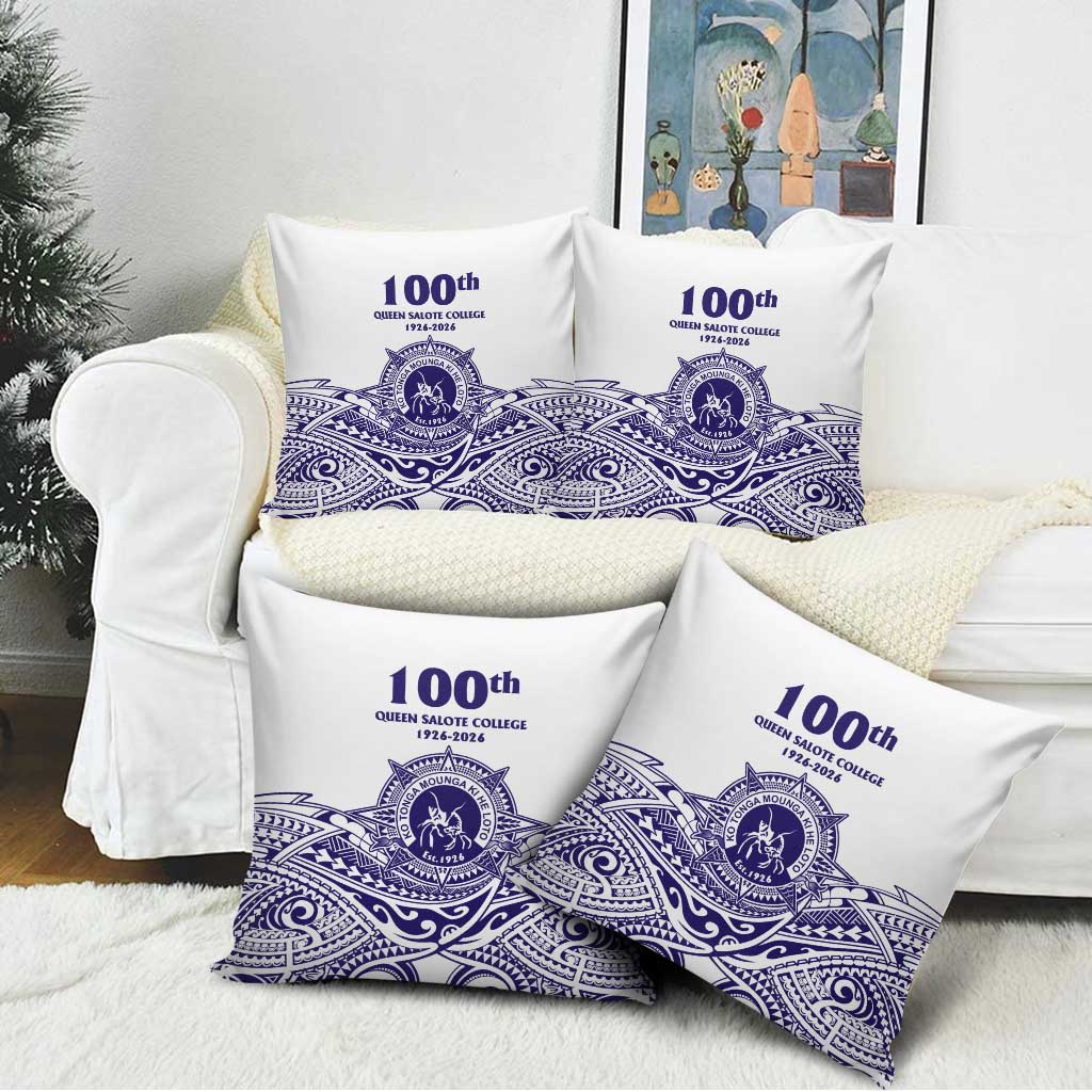 Tonga Queen Salote College 100th Years Pillow Cover White Tonga Kupesi Uniquely Pacific Art - Polynesian Pride