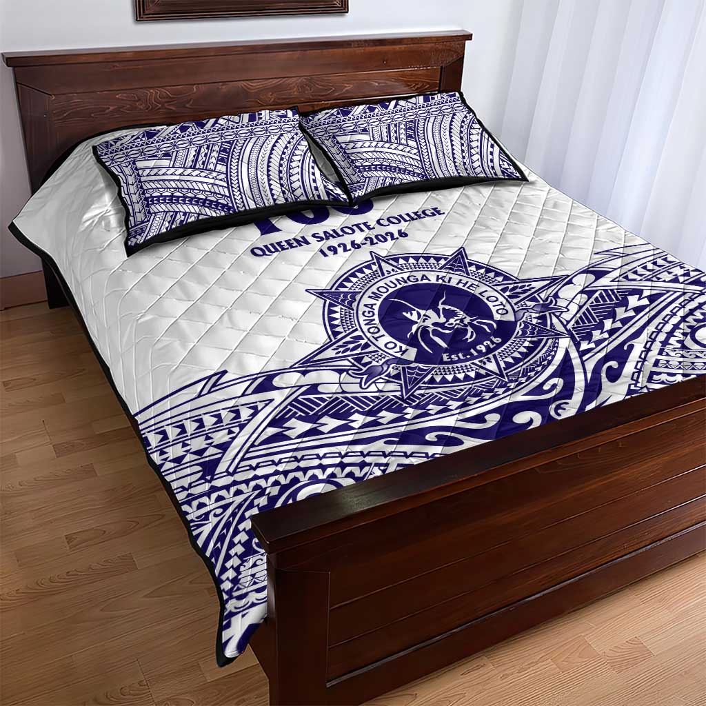Tonga Queen Salote College 100th Years Quilt Bed Set White Tonga Kupesi Uniquely Pacific Art - Polynesian Pride