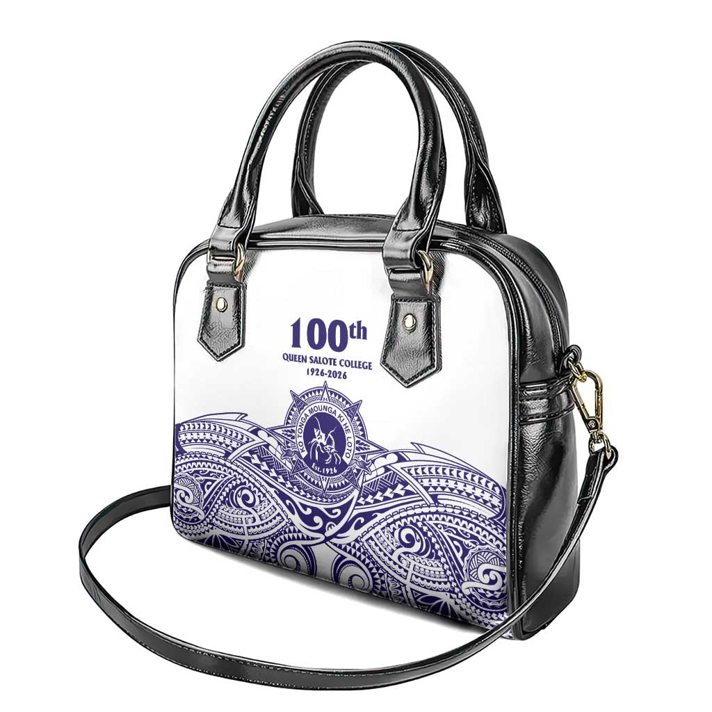 Tonga Queen Salote College 100th Years Shoulder Handbag White Tonga Kupesi Uniquely Pacific Art - Polynesian Pride