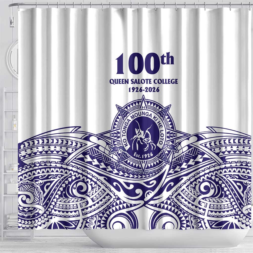 Tonga Queen Salote College 100th Years Shower Curtain White Tonga Kupesi Uniquely Pacific Art - Polynesian Pride
