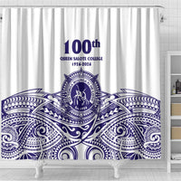 Tonga Queen Salote College 100th Years Shower Curtain White Tonga Kupesi Uniquely Pacific Art - Polynesian Pride
