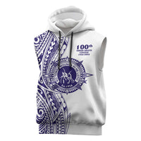 Tonga Queen Salote College 100th Years Sleeveless Hoodie White Tonga Kupesi Uniquely Pacific Art - Polynesian Pride