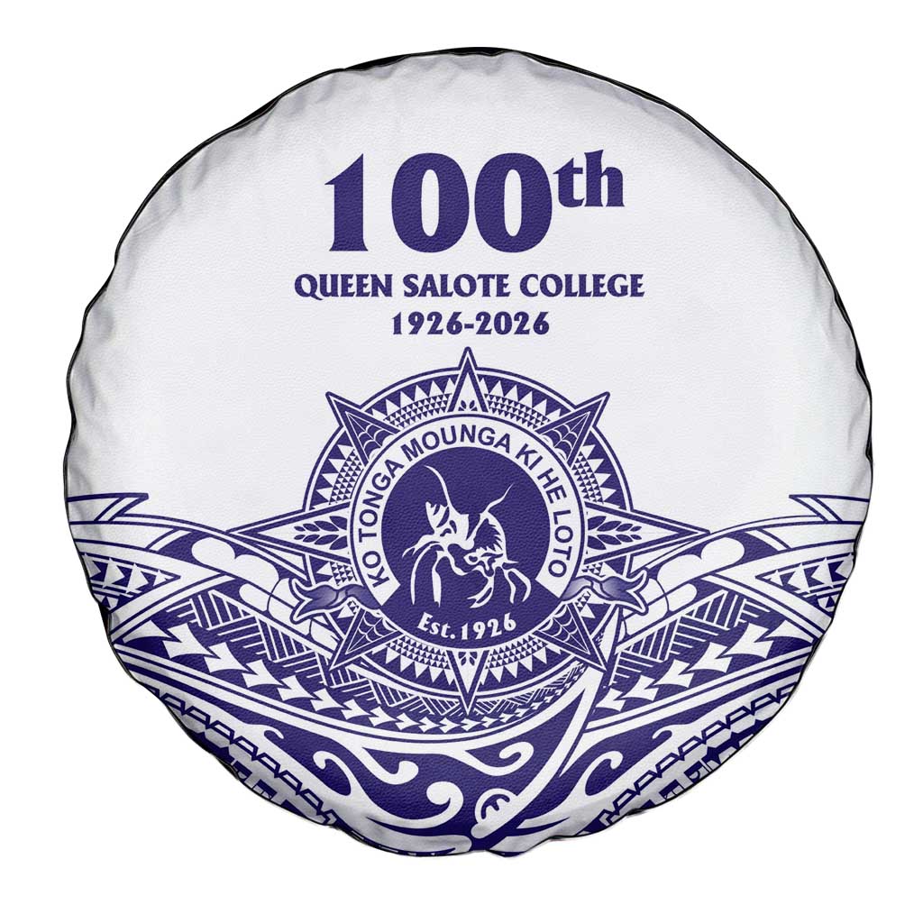 Tonga Queen Salote College 100th Years Spare Tire Cover White Tonga Kupesi Uniquely Pacific Art - Polynesian Pride