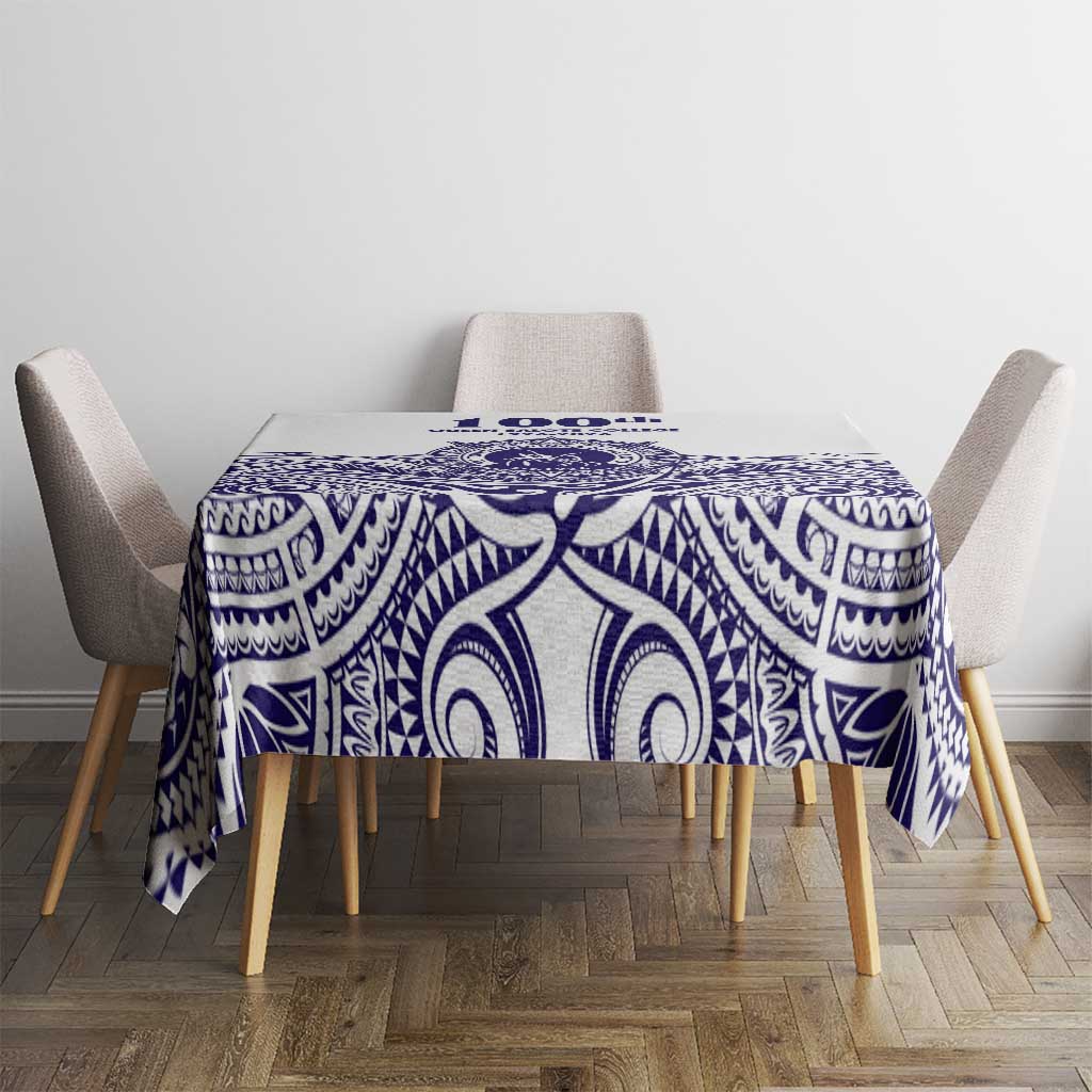 Tonga Queen Salote College 100th Years Tablecloth White Tonga Kupesi Uniquely Pacific Art - Polynesian Pride