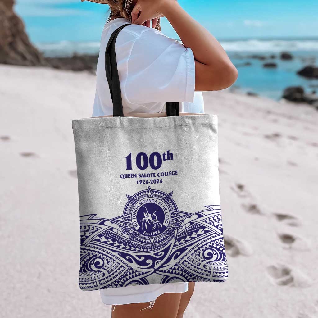 Tonga Queen Salote College 100th Years Tote Bag White Tonga Kupesi Uniquely Pacific Art - Polynesian Pride