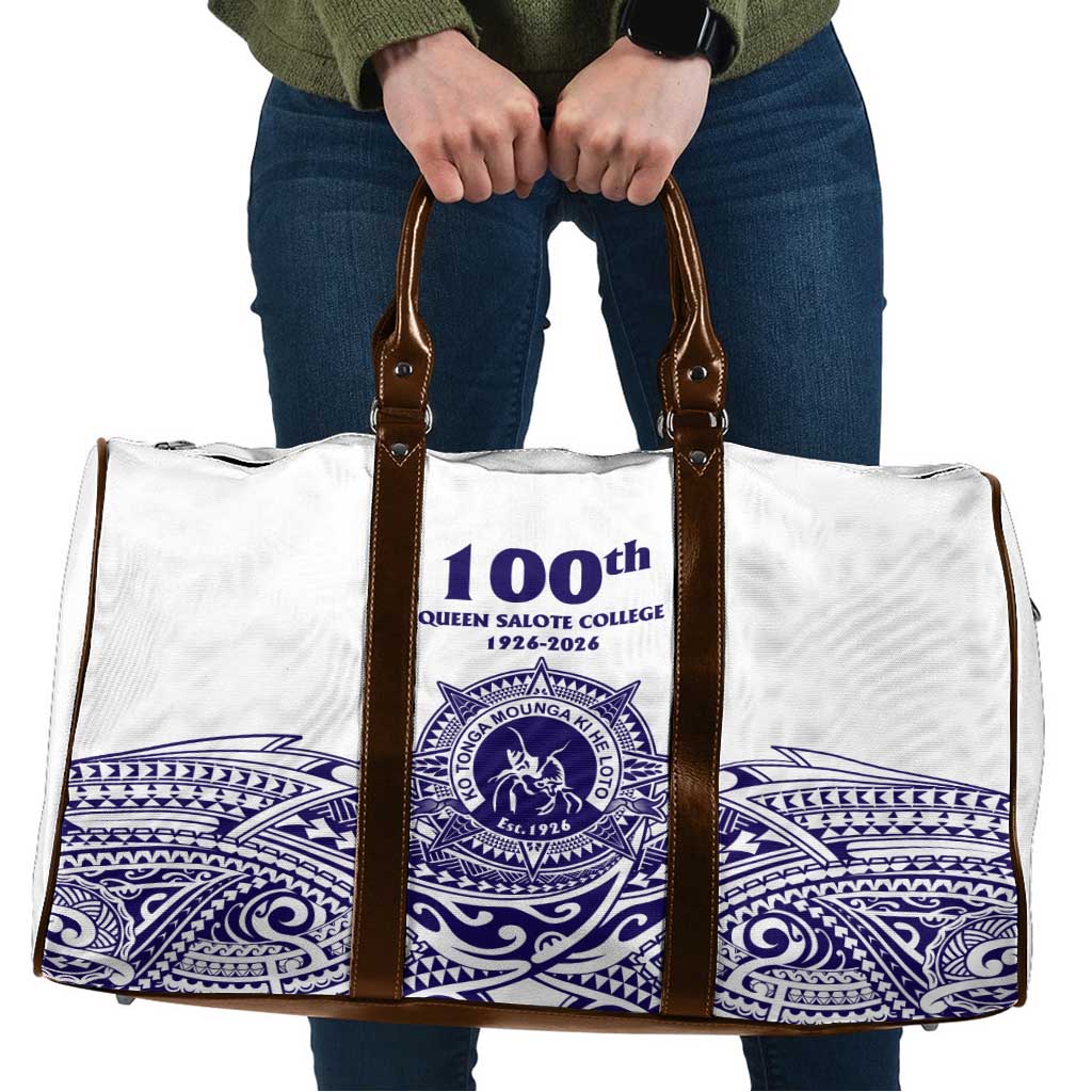 Tonga Queen Salote College 100th Years Travel Bag White Tonga Kupesi Uniquely Pacific Art - Polynesian Pride