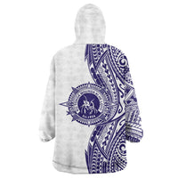 Tonga Queen Salote College 100th Years Wearable Blanket Hoodie White Tonga Kupesi Uniquely Pacific Art - Polynesian Pride