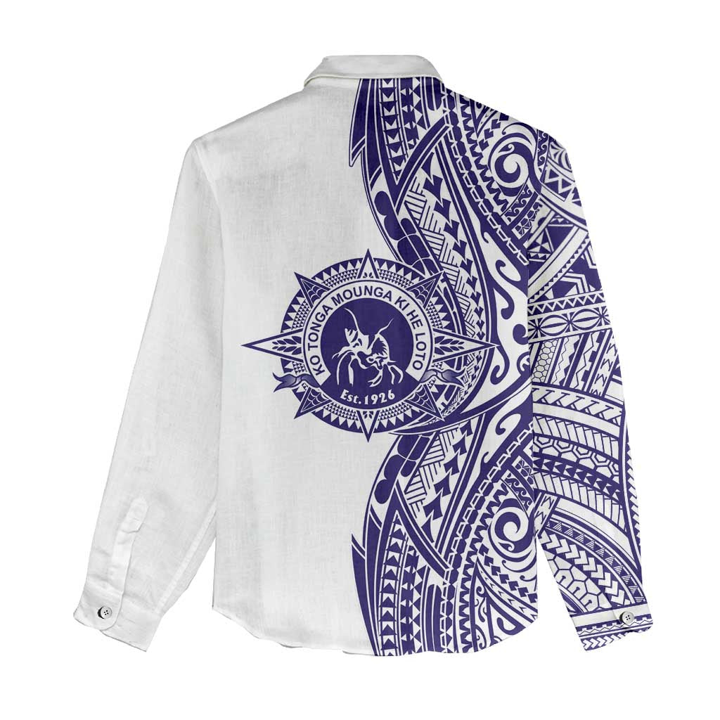 Tonga Queen Salote College 100th Years Women Casual Shirt White Tonga Kupesi Uniquely Pacific Art - Polynesian Pride