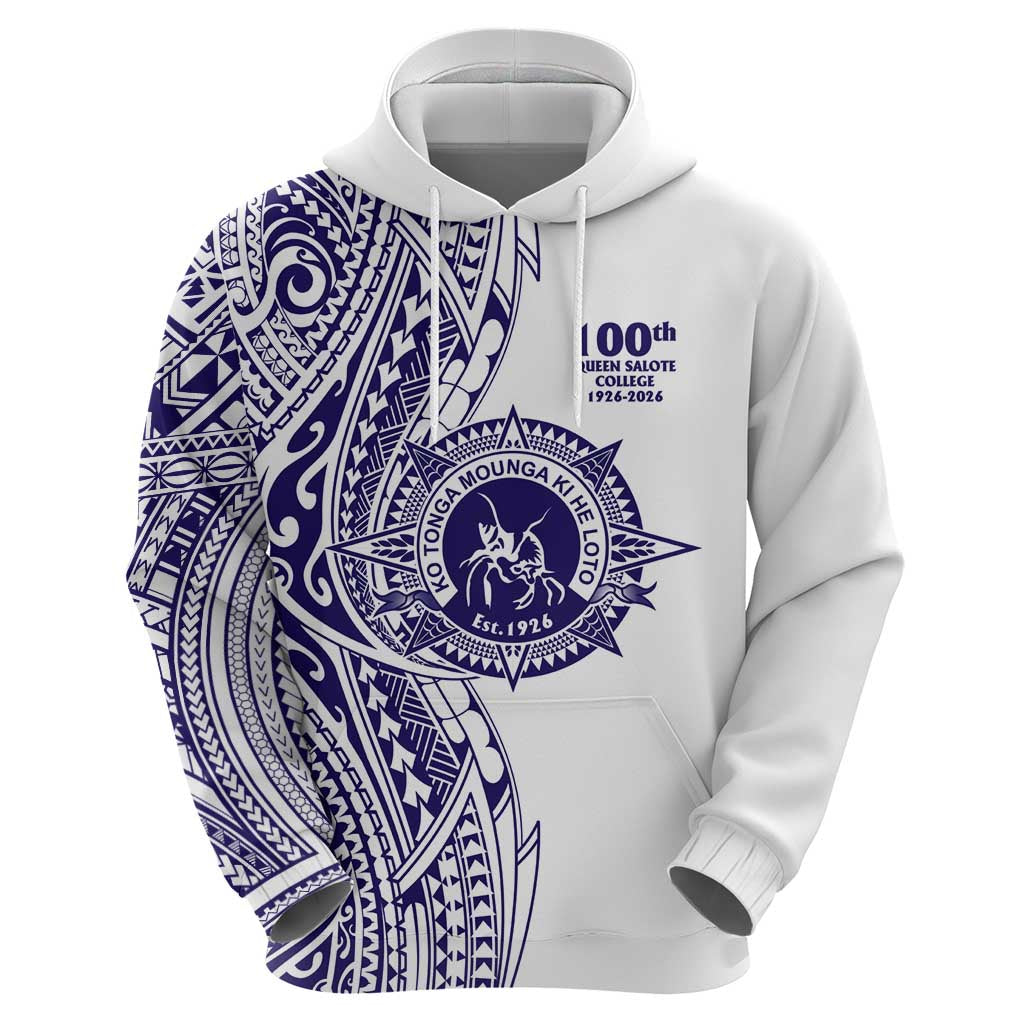 Tonga Queen Salote College 100th Years Zip Hoodie White Tonga Kupesi Uniquely Pacific Art - Polynesian Pride
