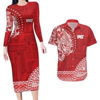 Samoa FAST Couples Matching Long Sleeve Bodycon Dress and Hawaiian Shirt Samoan Motif Patterns - Polynesian Pride