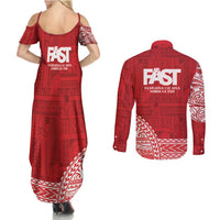 Samoa FAST Couples Matching Summer Maxi Dress and Long Sleeve Button Shirt Samoan Motif Patterns - Polynesian Pride